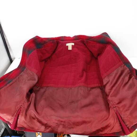 Vintage Banana Republic Mackinaw cruiser jacket Mens Medium Red Plaid Wool Blend - Picture 13 of 13